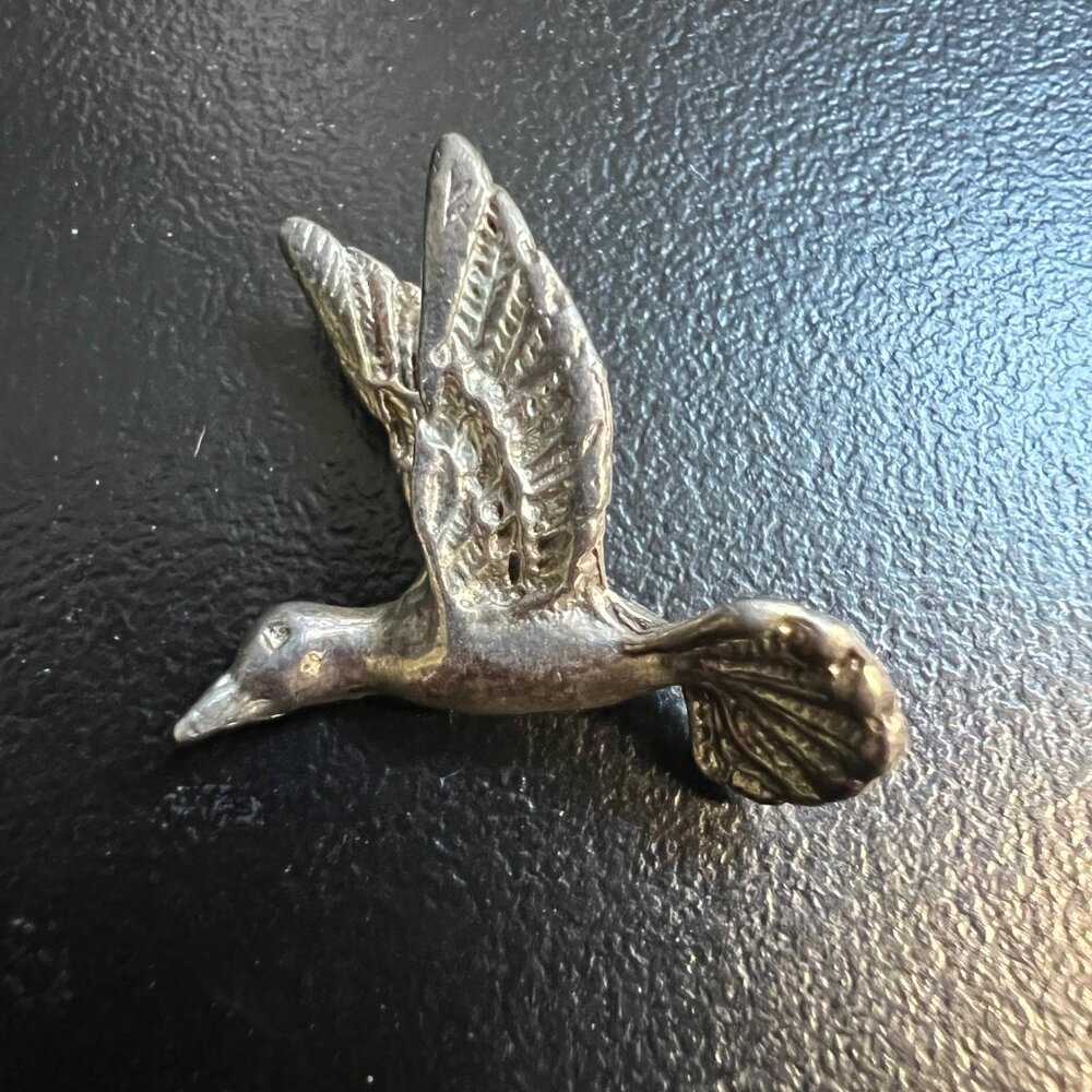 Vintage Duck Pendant‎ Pewter Tone Flying Bird